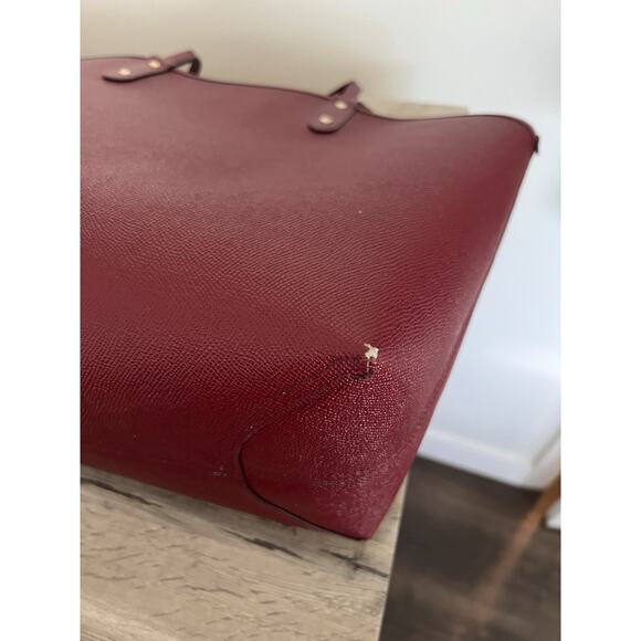 Coach Burgundy City Tote F46286 Tossed Peony Floral Reversible Tote Bag W Pouch - Picture 12 of 16